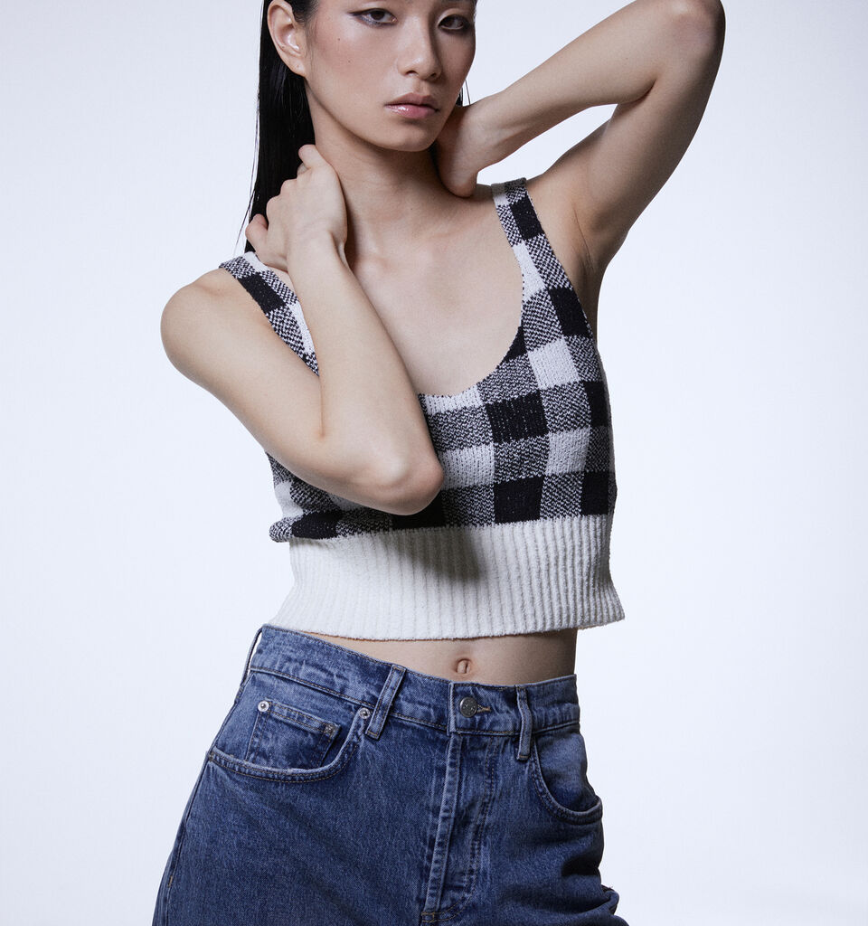 Vichy print top - women's tops - Multi-color | Sisley image number 7